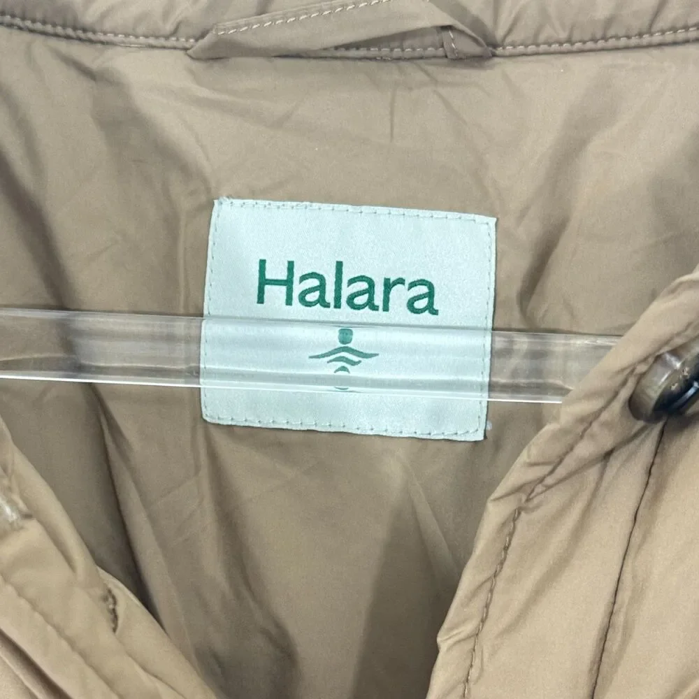 HALARA Puffer Jacket M Tan Button-Up Fall/Winter Snow Coat Pockets NEW B72